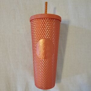 NWT Starbucks Fall Orange Studded Plastic Cold Cup Venti 24 Oz Tumbler 011136321